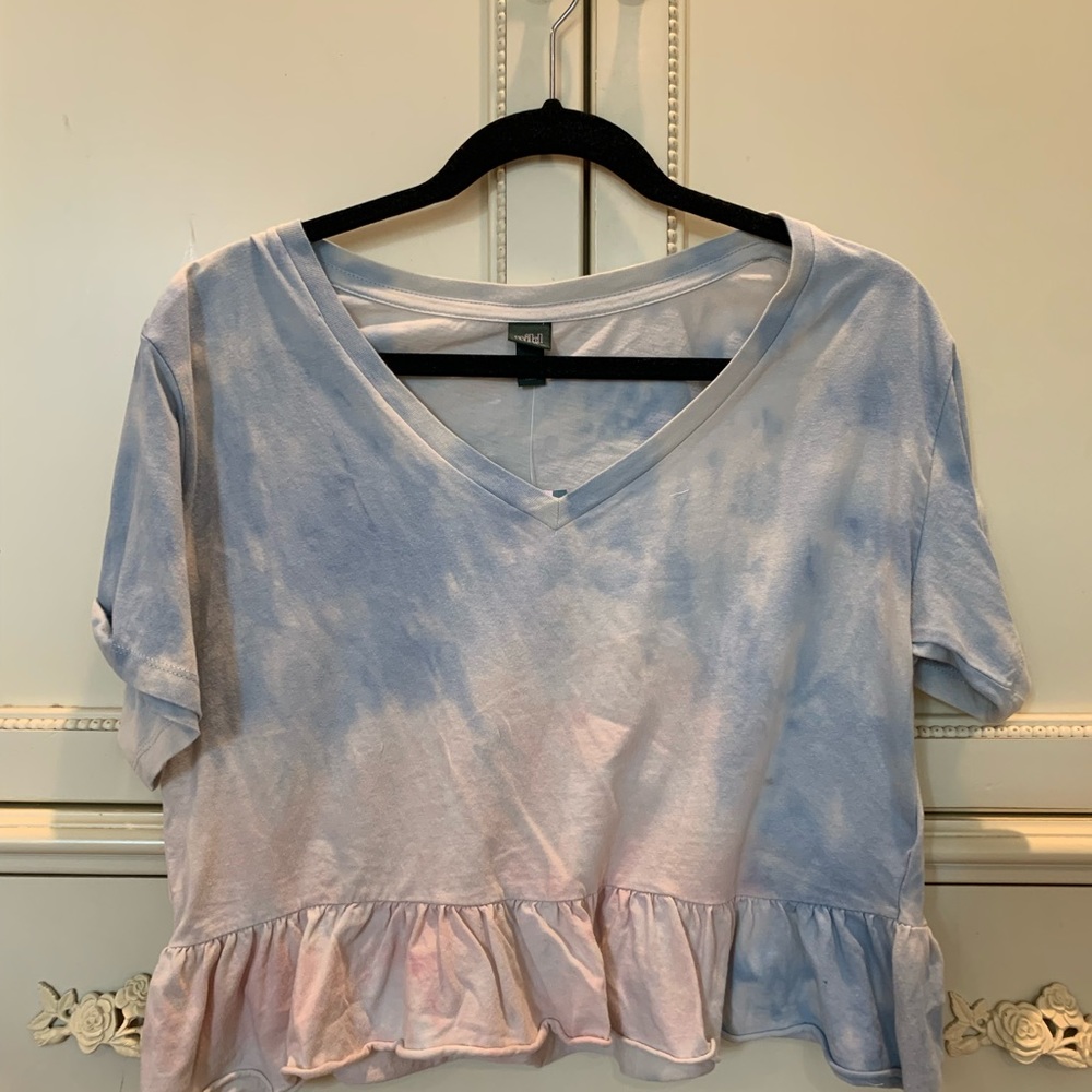 Wild Fable Baby Doll Crop Top Tie Dye Ruffles